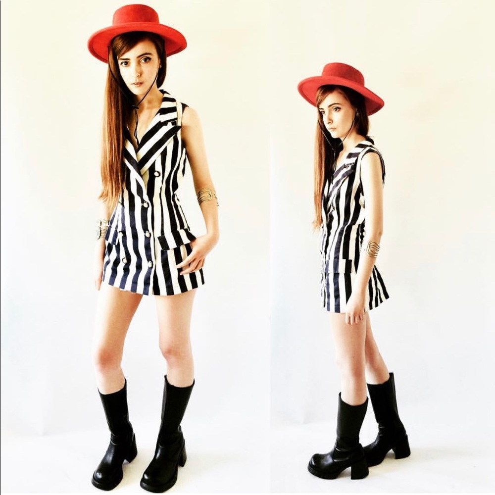 VTG 80’s Stripe Mini Shirt/Dress, Fredericks Sz S